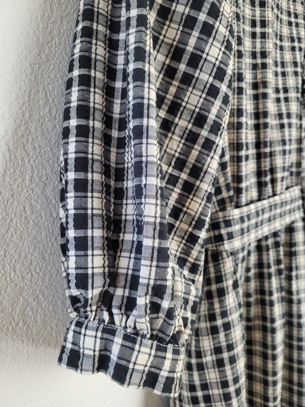 A New Day Black and Cream Plaid Wrap Midi Dress - Picture 6 of 14